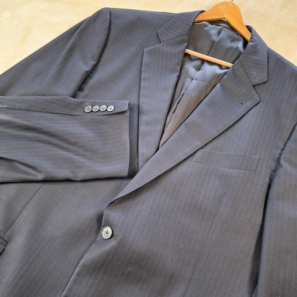 Joseph Abboud Suit Jacket Mens 44L Gray Wool Stripe Double Vent 2 Button USA